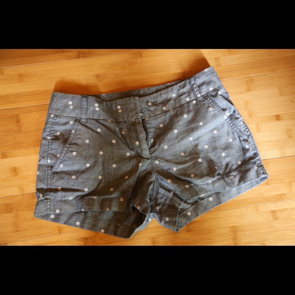 J. Crew Polka Dot Chambray Shorts size 2